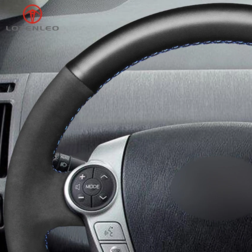 Чехол на руль LQTENLEO черный чехол из натуральной замши для Toyota Prius 30(XW30) 2009-2015 C(US) V(US)