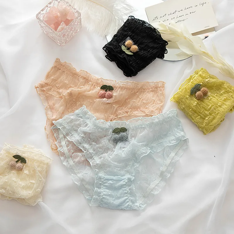 

SP&CITY Morandi Colors Sweet Hollow Girl Underwear Sexy Lace Seamless Panties For Women Transparent Panties Clothing For Women