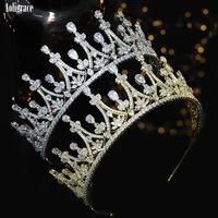 fashion western 5a level full cubic zirconia wedding tiaras cz zircon bridal crowns princess sweet 16 headpiece hair accessories