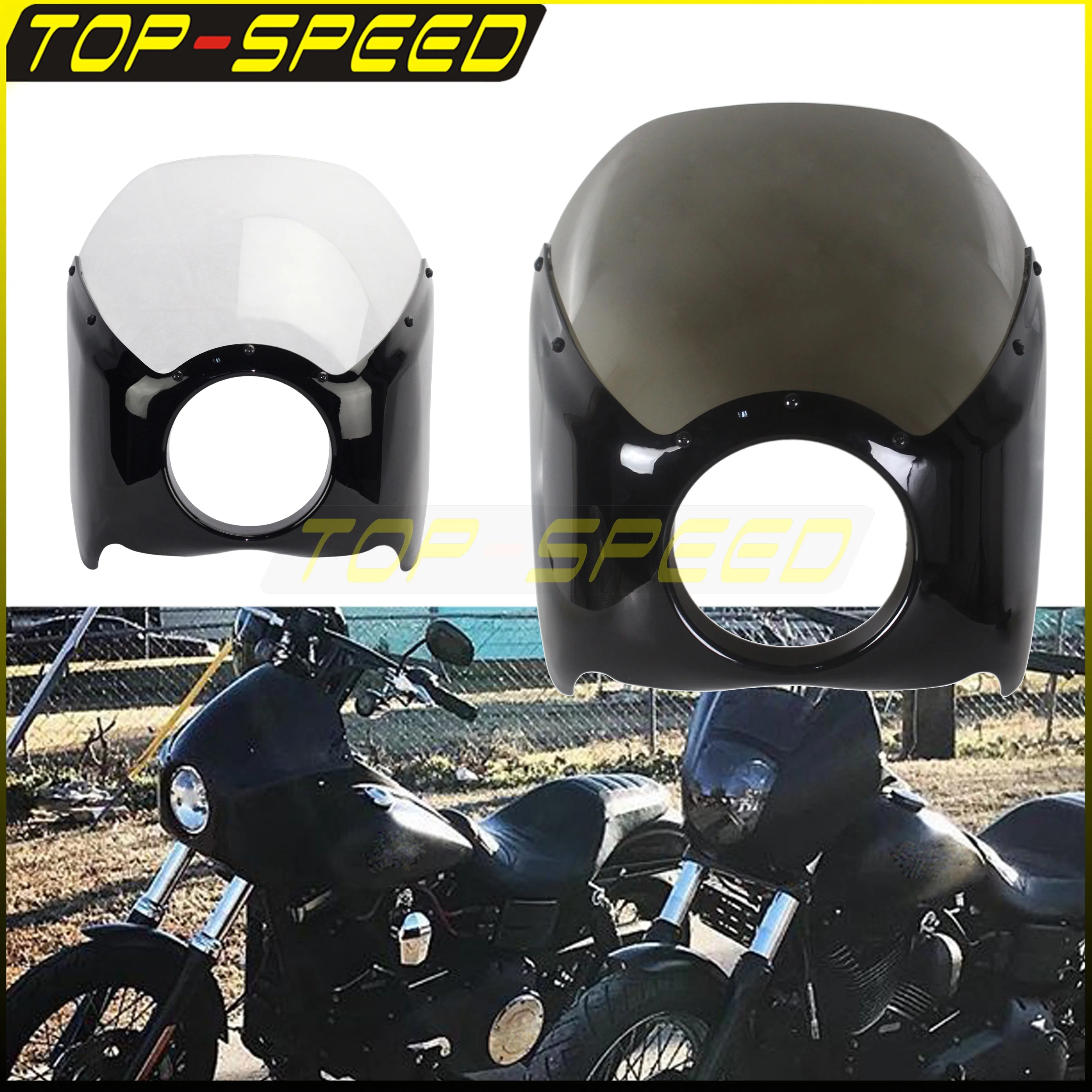 

Для Harley Dyna Улица Боб спереди головной светильник обтекатель W/лобовое стекло 5,75 "светильник маска обтекатель КУЗОВ для Sportster Touring