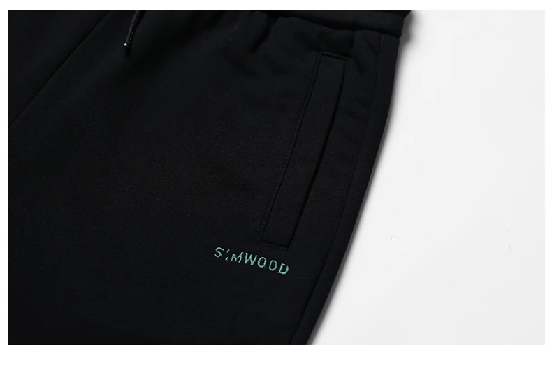 Мужские спортивные штаны с вышивкой SIMWOOD, повседневные штаны для бега, удобные брюки с эластичным поясом на завязке,, тренировочные штаны батальных размеров, 180528