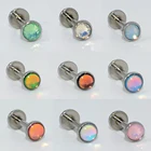 Серьги-гвоздики для пирсинга, плоские фианитовые, с опалом губная серьга-гвоздик, ушной хрящ, украшения для тела, 2 шт.