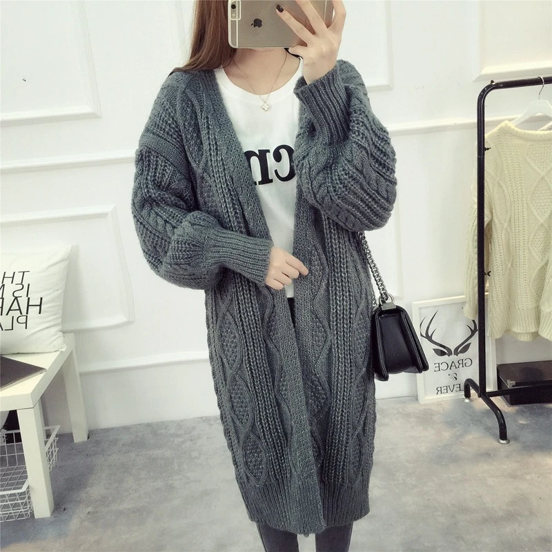 

2020 Winter Autumn Long Female Cardigans Latern Sleeve Casual Knitted Poncho Sweaters Oversized Long Cardigans Korean sueter