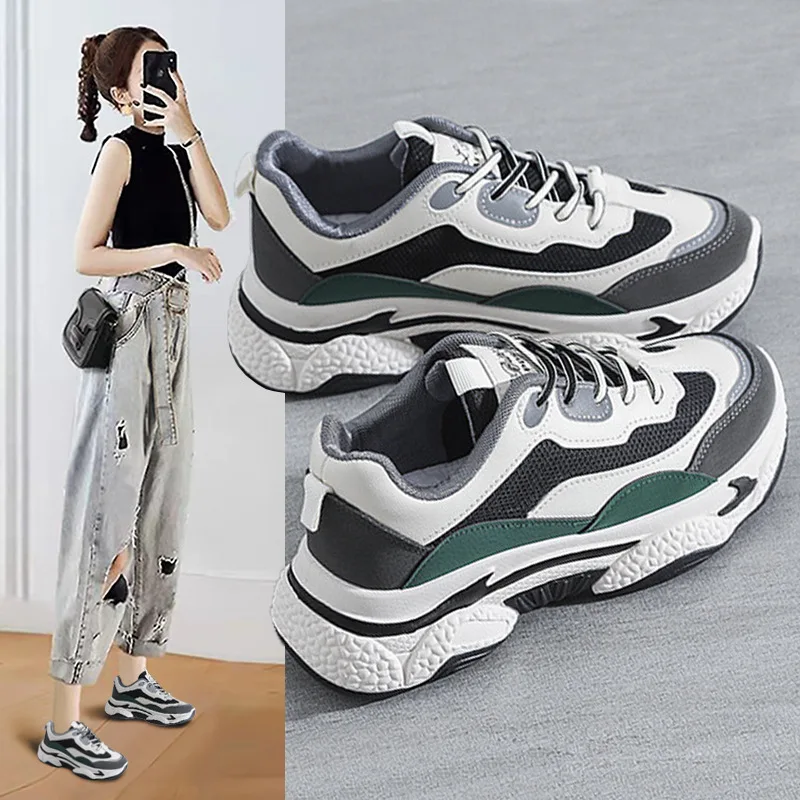 Кроссовки женские кожаные дышащие на плоской подошве белые Осень-зима 2022 | Обувь