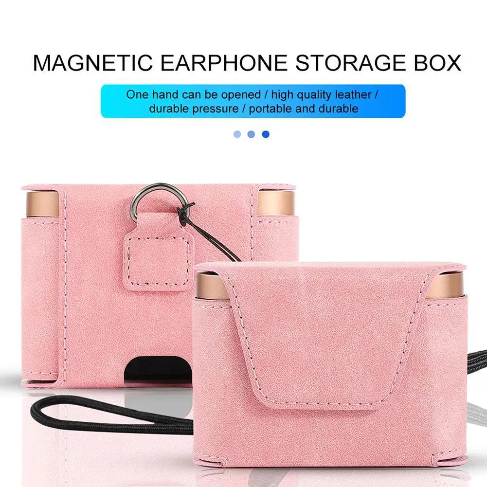 Черный кожаный чехол для наушников портативный хранения сумка полной защиты