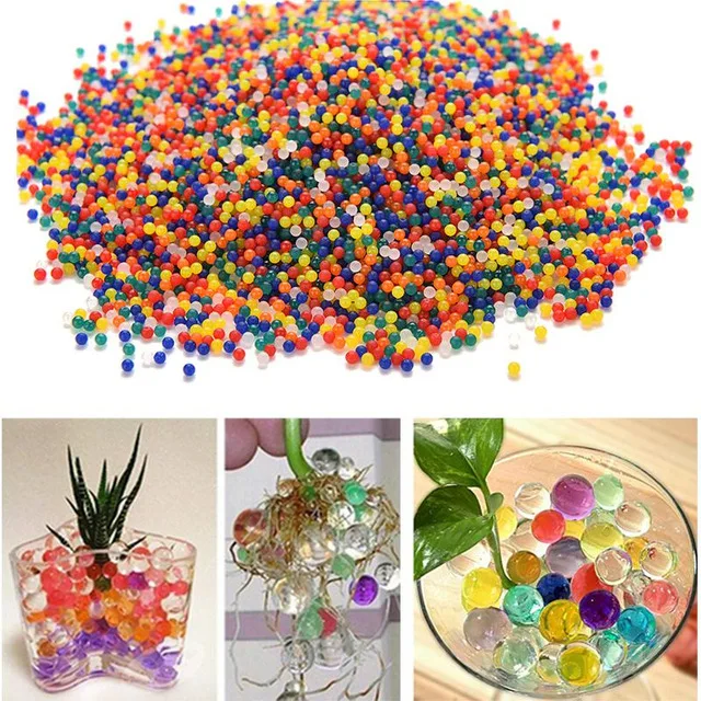 

10000pcs/bag Crystal Soil Hydrogel Toy Gun Bullet Gel Ball Polymer Water Beads Flower/Wedding/Decoration Growing Water Ball gift