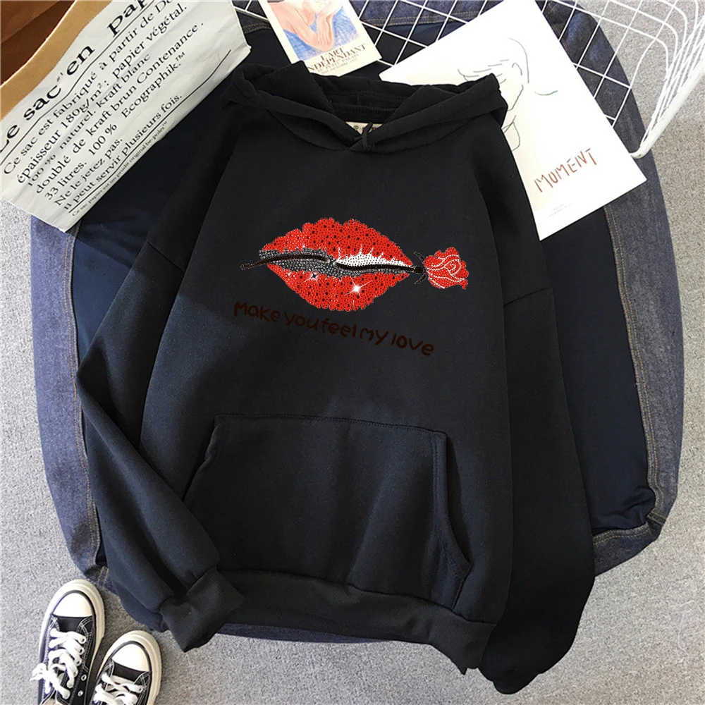 

Make You Teel My Love Print Womans Sweahoodies Autumn Crewneck Street Hip Hop Hoodie Fashion High Quality Warm Female Hoodies