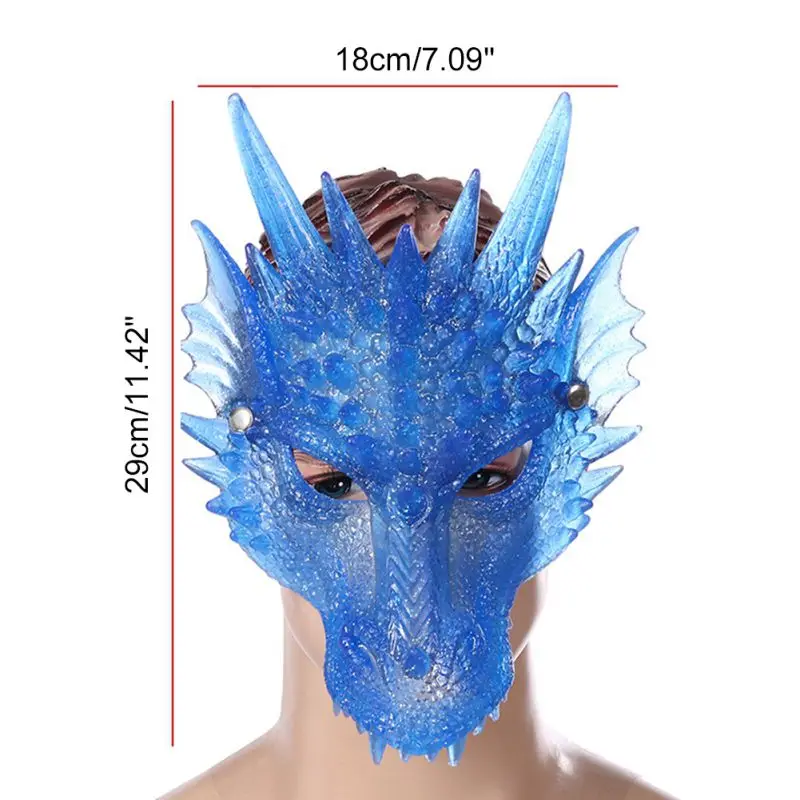Halloween Unisex Party Mask Latex Cosplay Half Face Colourful Dragon Masks Masquerade Decor | Дом и сад