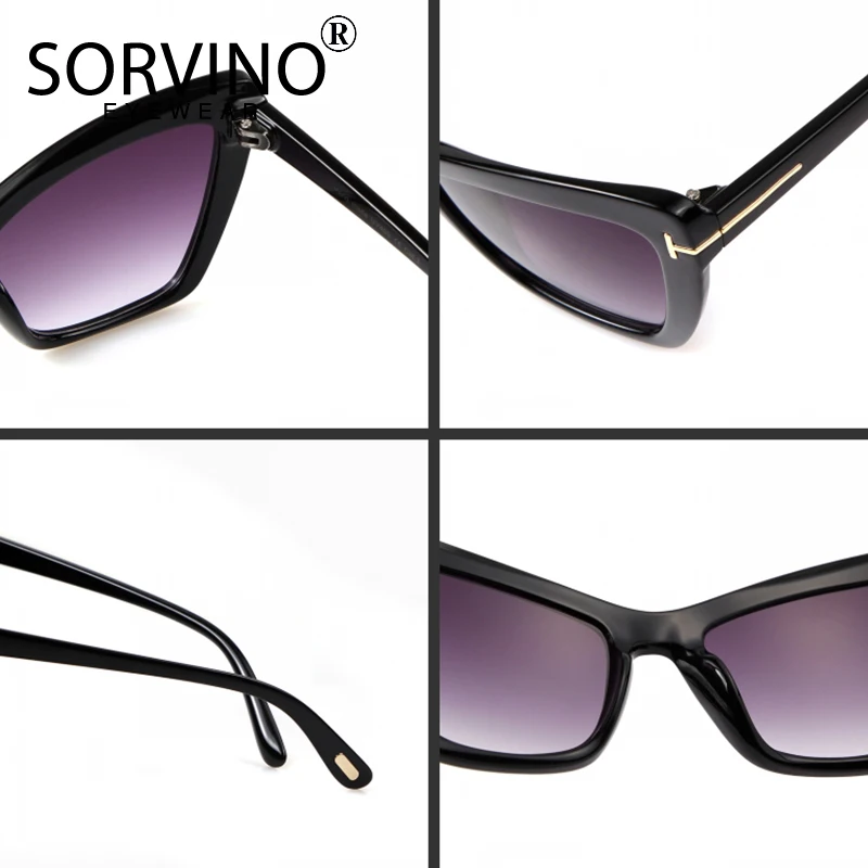 Женские прямоугольные солнцезащитные очки SORVINO коричневые кошачий глаз бежевого