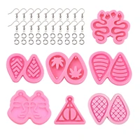 1 set diy silicone keychains earrings making molds pearl pink with jump rings clasps findings epoxy resin mold