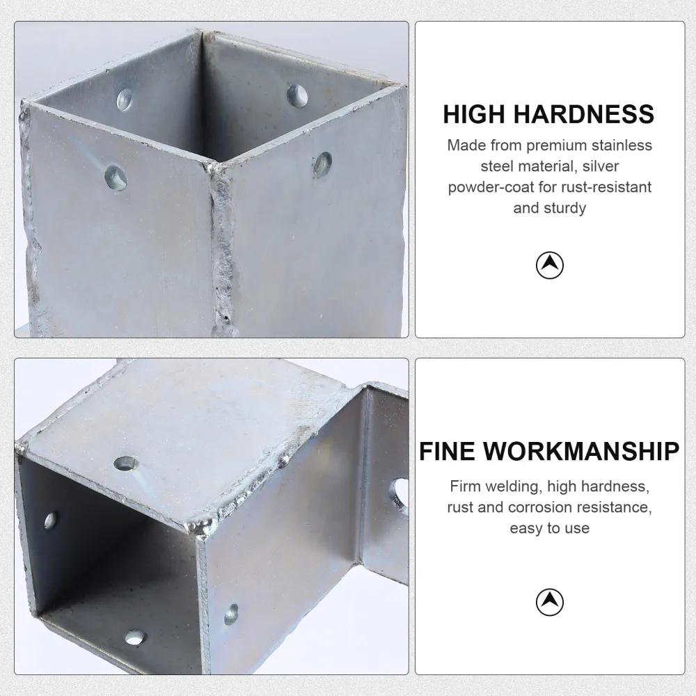 

Silver Fence Post Anchor Base Heavy Duty Wood Post Base Cover for Square Posts