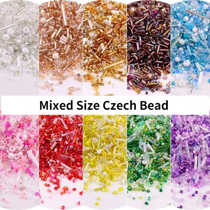 

500Pcs Mixed Colors Multi Size Glass Seed Beads Czech Spacer Bugles Bead Tube for DIY Handmade Craft Sewing Jewelry Accessories