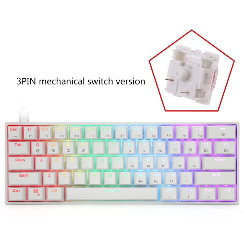 

GK61 Hot Swappable Portable RGB Backlit Gaming Mechanical Keyboard Gateron key