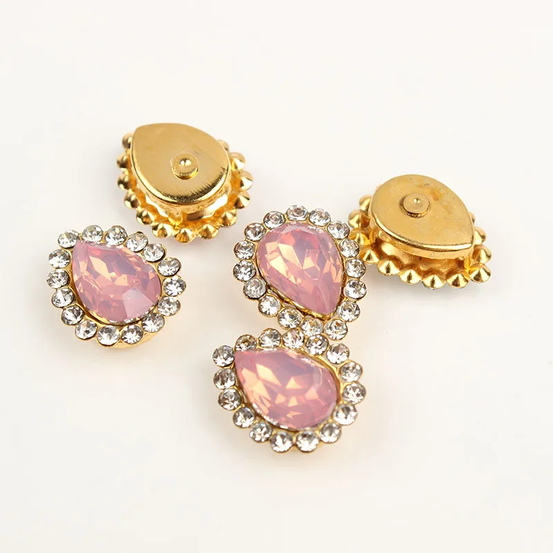 Lt pink Opal Gold Коготь чашки Стразы смешанные цвета сияющие кристаллы стеклянные камни отделка Золотая основа не горячей фиксации пришить стразы для одежды - Цвет: Lt pink Opal Gold