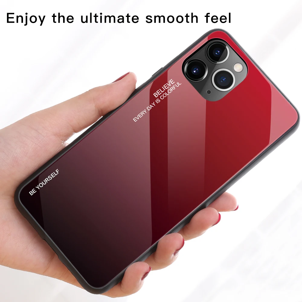 for iphone 12 11 pro max case gradient tempered glass case for iphone x xr xs max 7 8 6 6s 7plus 8plus 11 pro max 12 mini cover free global shipping