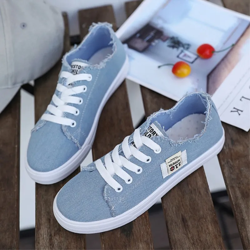 

2022 New Fashion Sneakers Canvas Shoes Women's Flats Shoes Round Head Shallow Lace-up Breathable Korean Lady Shoes Woman