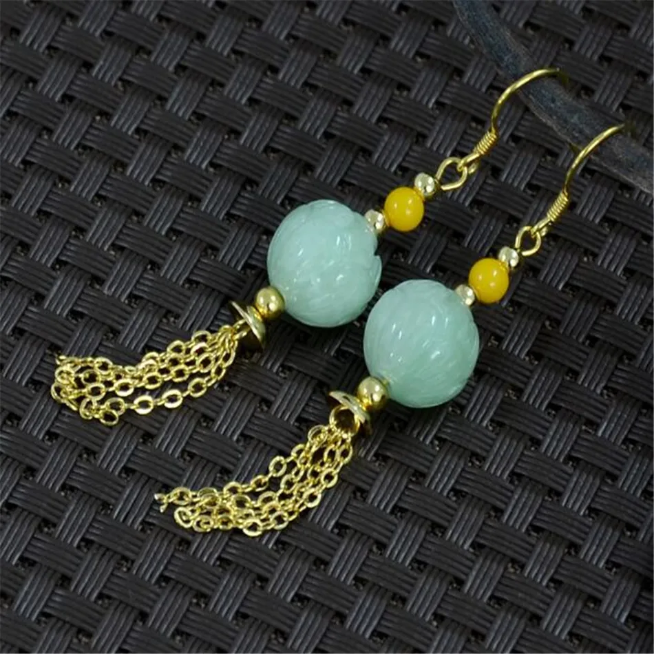 

Национальный Модный нефрит из Мьянмы резные жемчужные серьги капельки на День Благодарения карнавал серьги Пасха День матери крючок на ден...