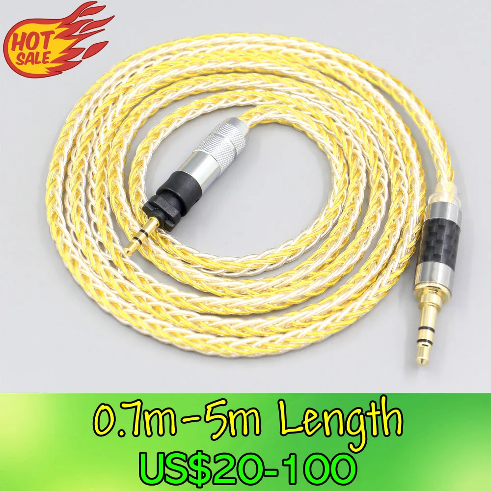 

LN007280 8 Core Silver Gold Plated Braided Earphone Cable For Shure SRH840 SRH940 SRH440 SRH750DJ Philips SHP9000 SHP8900