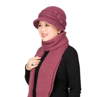 winter elder woman warm hat women woolen knitted cap middle age lady fashion wool cap mother hat