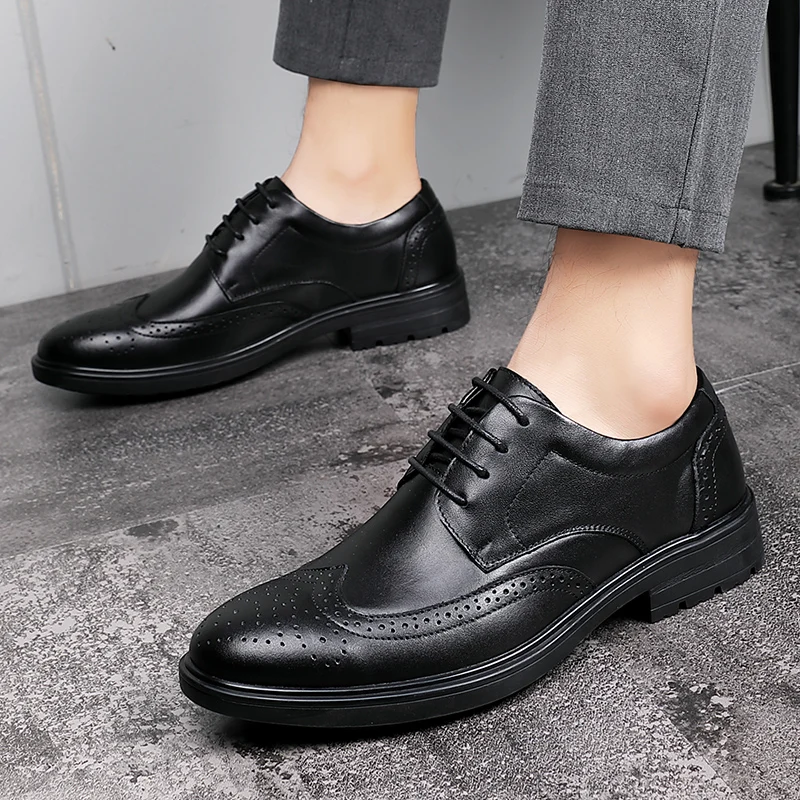

Genuine Leather Men dress Shoes lace up Luxury Brand Casual Men Flats Shoes Black Formal shoes Chaussure Homme Sapato Masculino