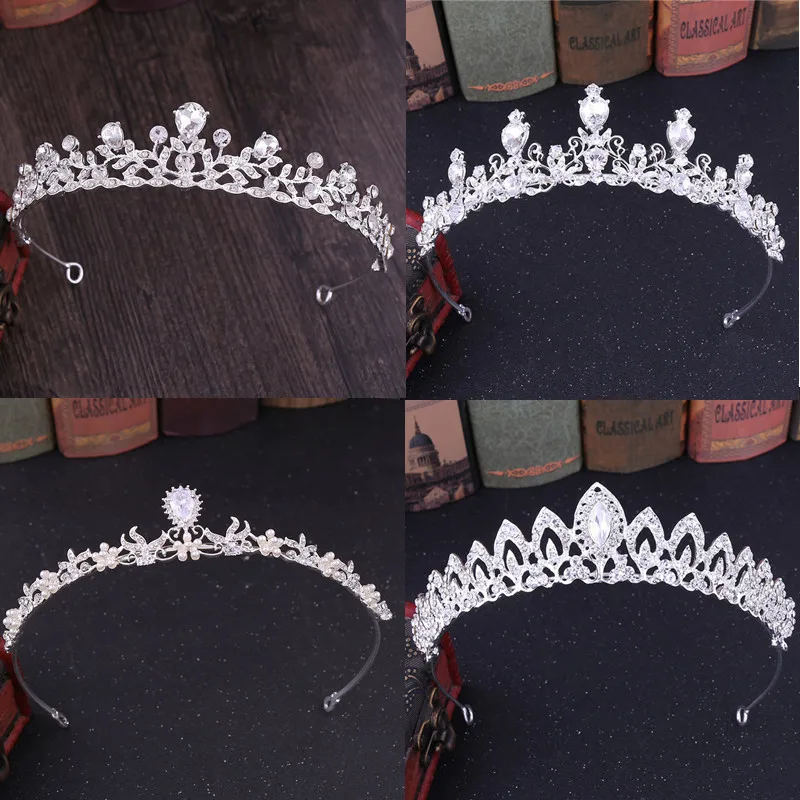 

Gold Silver Color Crystal Bridal Small Tiara Crown Bride Headbands Women Hair Ornaments Wedding Hair Jewelry Accessories