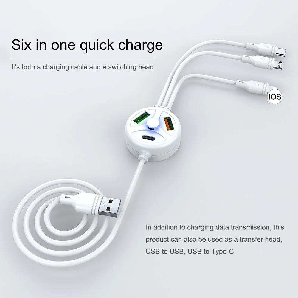 

6 in 1 Type C USB Cable PD Fast Charging Cable Charger Cord for iPhone Android Smartphones