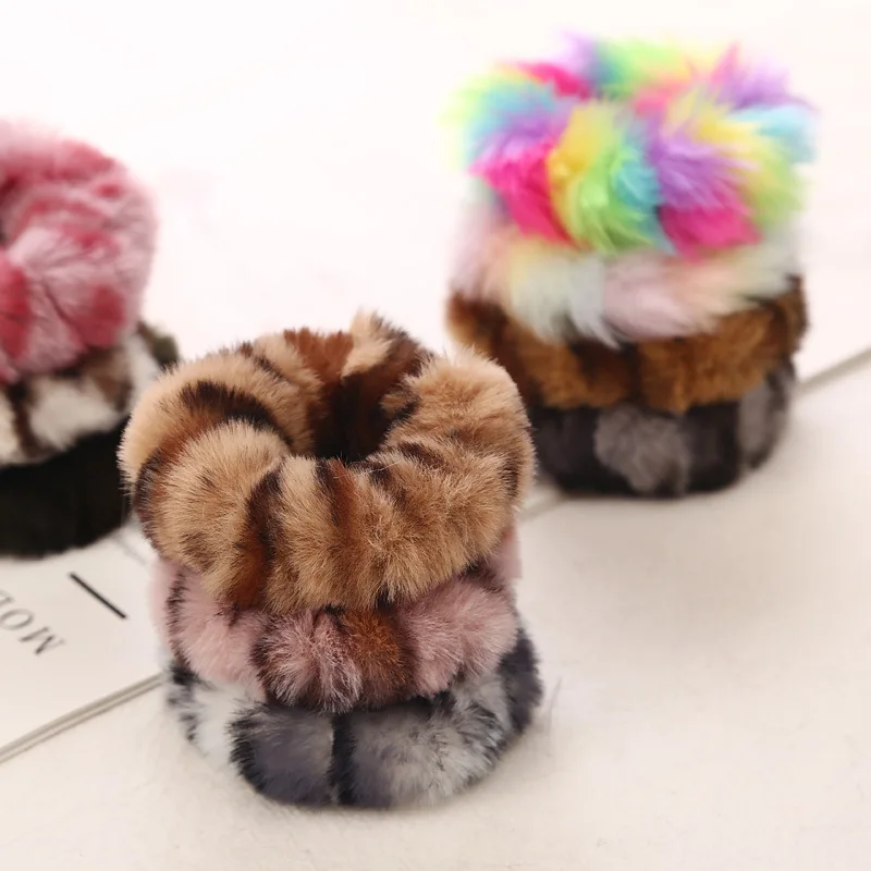 Резинки для волос с имитацией кроличьего хвоста эластичные аксессуары цветочный