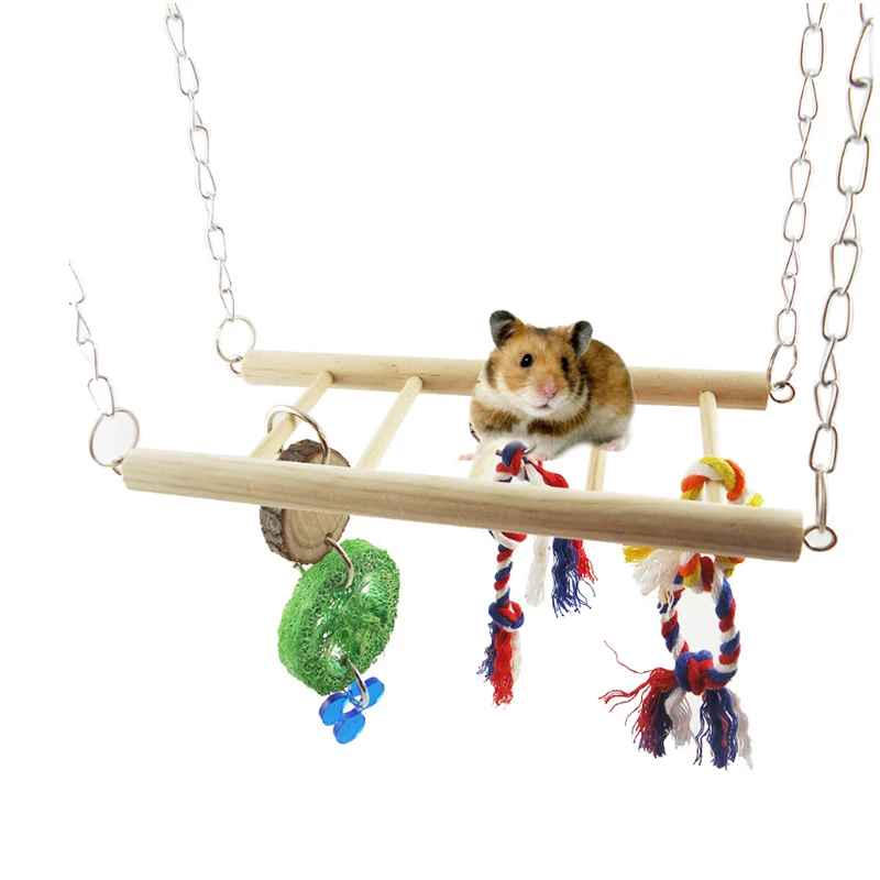 

Parrot Birds toy Hamsters Squirrels toy Suspension Bridges Swing Hammock Stairs Wooden Ladders Hanging Climbing toys Supplies