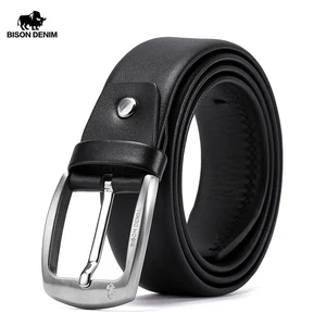 Мужской ремень из натуральной кожи BISON DENIM, роскошный классический винтажный ремень с пряжкой, мужской ремень для джинсов, W71564