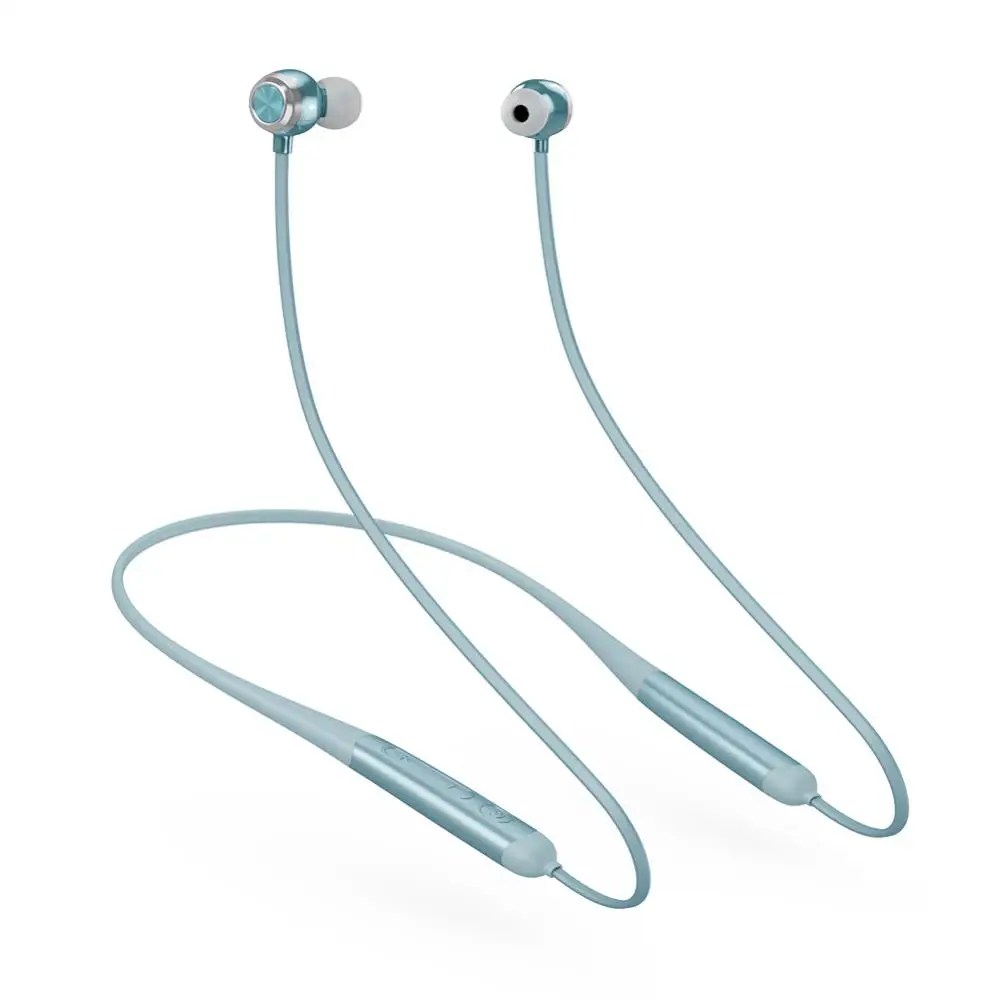 Синий T8 силиконовые шейные наушники Bluetooth беспроводная Спортивная гарнитура силиконовые IPX7 водонепроницаемые супер наушники с микрофоном для iphone - Цвет: Синий