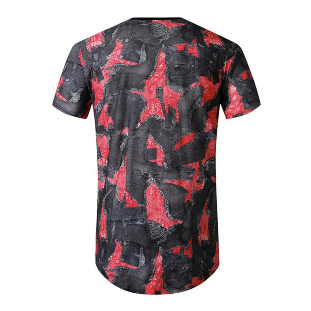 

Mens Short Sleeve Printed T-Shirt Beach Casual Fitness Shirt Sports Tee Tops