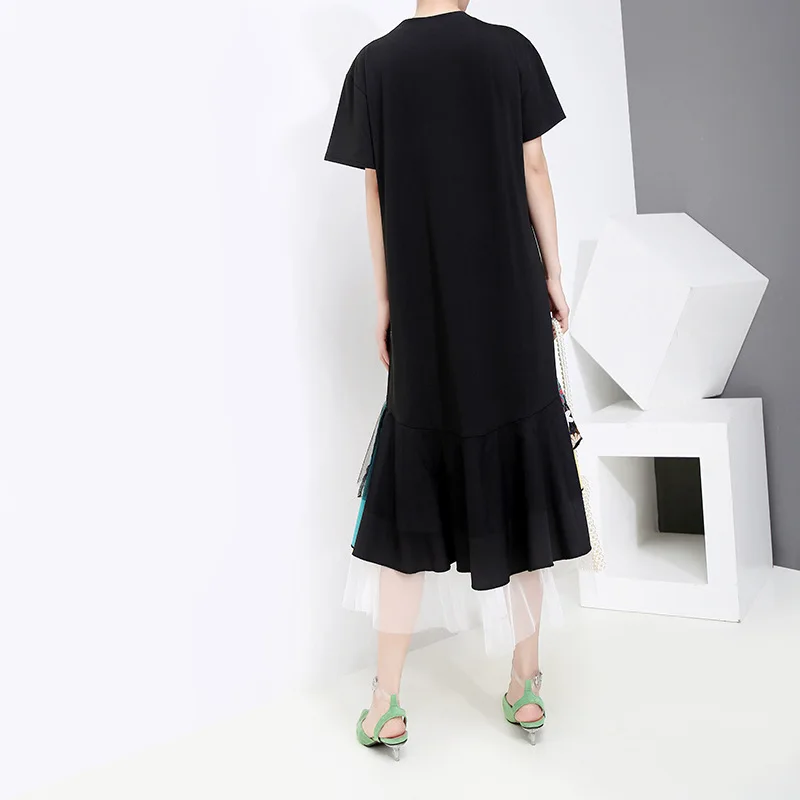 Летнее платье с цветочной вышивкой и оборками для пышных женщин повседневное