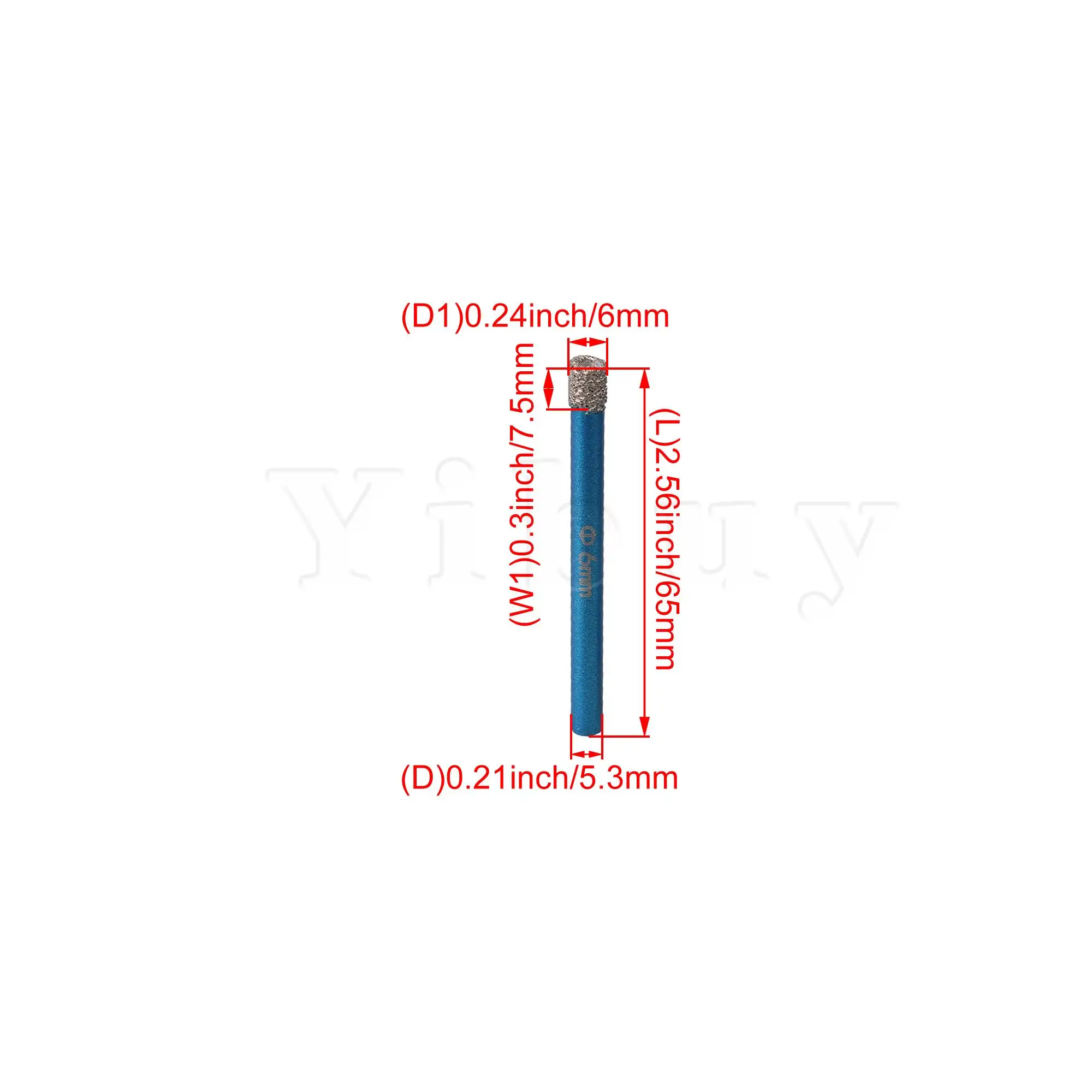 

Cylindrical Head Shape Dia 6MM Ceramic Diamond Drill Bit Hole Opener