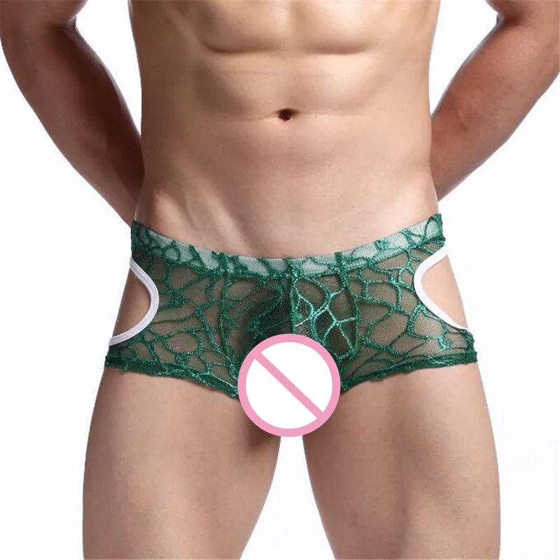 2020 мужские сексуальные полупрозрачные боксеры мягкие кружевные цветочные