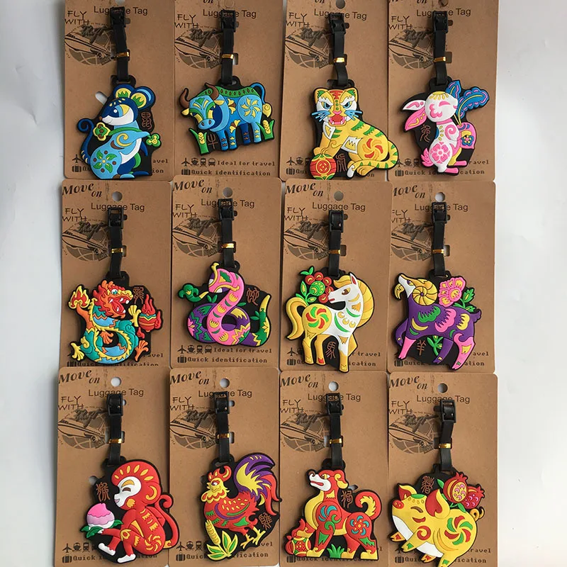 COSANER Chinese Zodiac Anime Luggage Tag PVC Pendants Portable Travel Label Suitcase Address Baggage Holder tags s | Украшения и