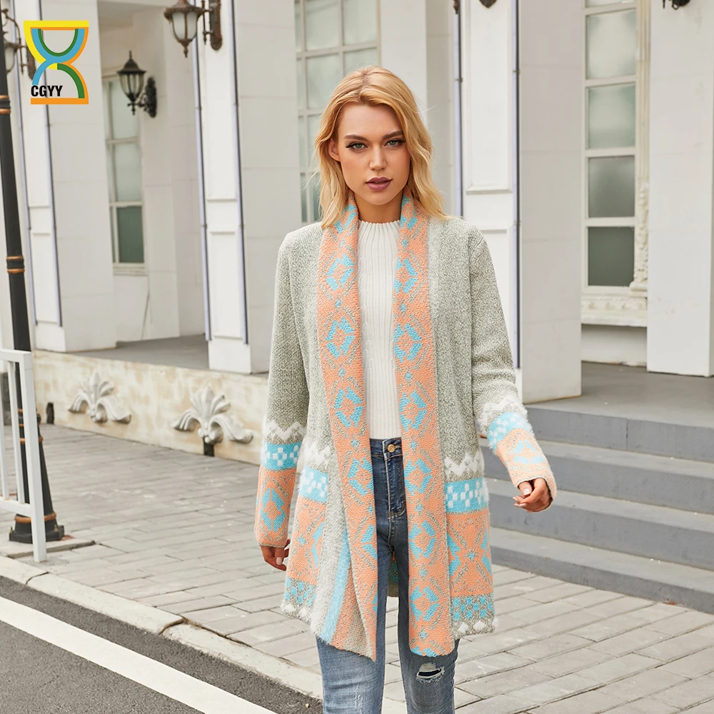 

Женский трикотажный кардиган CGYY, с бахромой, кисточками и карманами, в стиле бохо, голубого цвета, открытая передняя часть, весна-осень