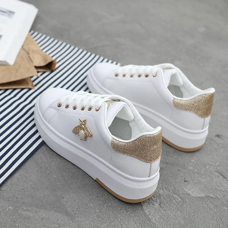Кроссовки женские на платформе повседневная обувь из искусственной кожи с