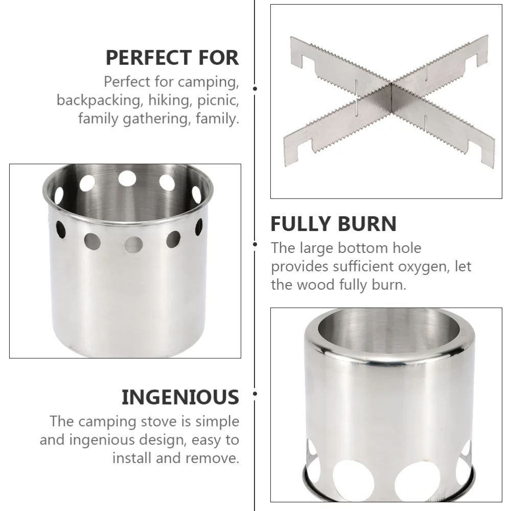 

1 Set Camping Furnace Portable Camping Cookware Stainless Steel Cooking Stove