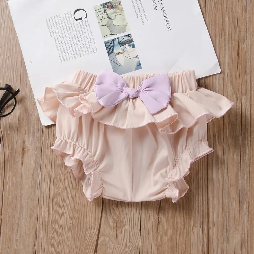 Детские шорты с бантом для маленьких девочек Bebe пижамные штаны однотонные