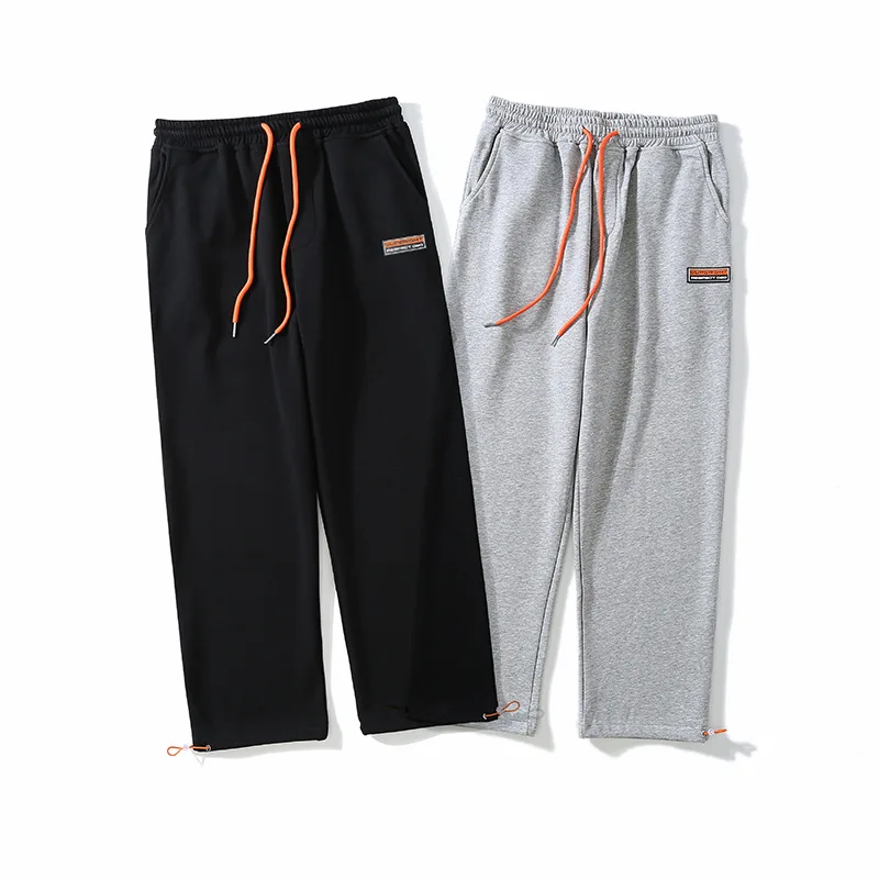 

2020 winter new plush straight drawstring guard Unisex student sports leisure cotton pants, solid color pants