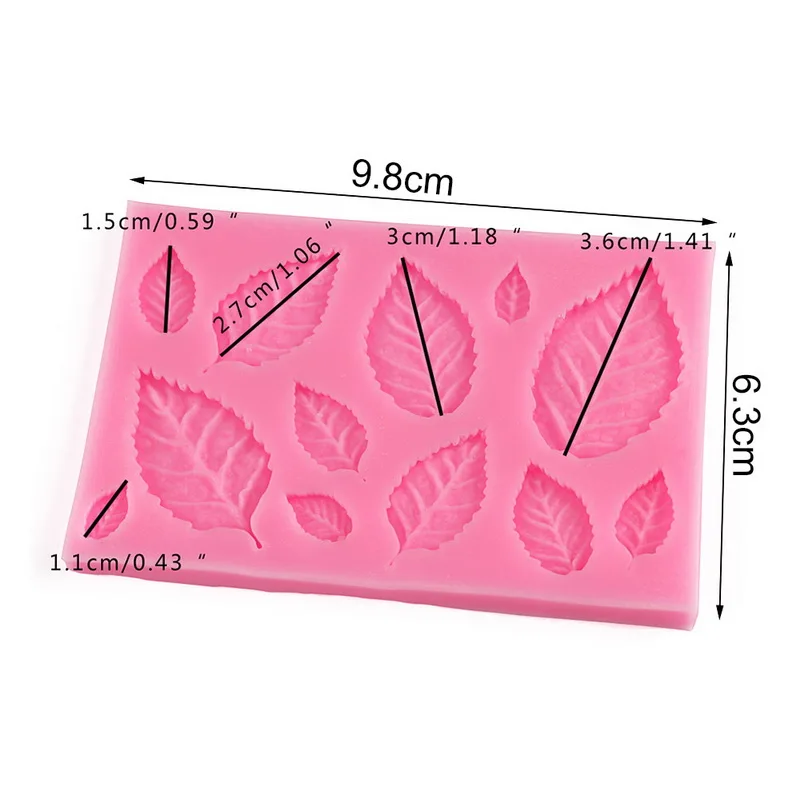 

Leaves Shaped 3D Reverse Molding Fondant Cake Silicone Mold Polymer Clay Molds Decoration Tools 98x63x7mm