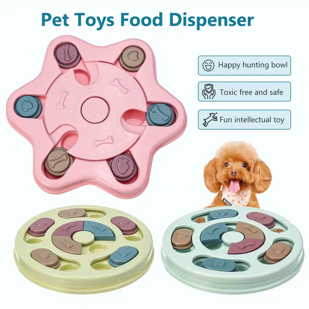 

Anti Choke Pet Dog Feeding Bowls Plastic Snail Shape Slow down Eating Food Prevent Obesity Healthy Diet Dog Accessories 3 Colors