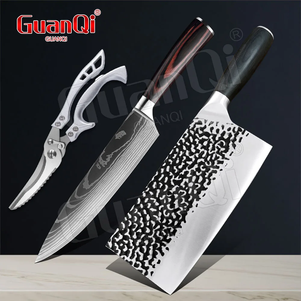 

Full Tang Forged High-carbon Clad Steel Kitchen Knives Chef Knife Stainless Steel Razor Sharp Slicing Knife Butcher Chopper Cook