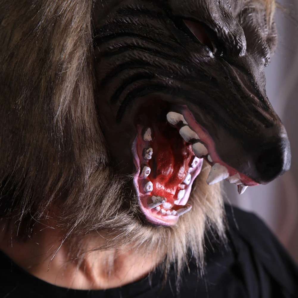 Creepy Halloween Party Decor Mask With Gloves Set Wolf Head Costume Theater Prop Latex Rubber Novelty Masks DIY Animal | Дом и сад