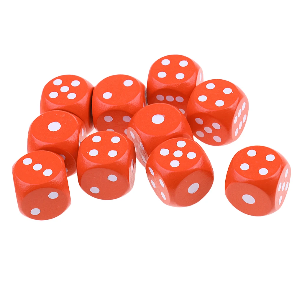 10 шт. деревянные игральные кости D6 в горошек для D & TRPG MTG Настольная игра