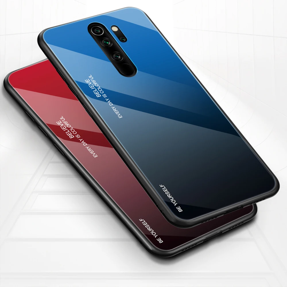Чехол с градиентом для Xiaomi redmi note 8 pro 11S чехол из закаленного стекла Redmi Note Pro Note8 2021