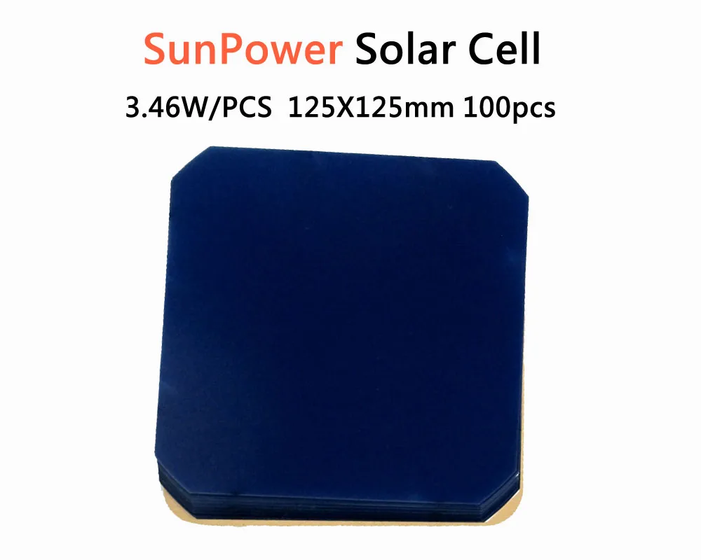 

100Pcs 22.5% Efficient 125*125mm Photovoltaic SunPower Solar Cell 5x5 Grade A High Efficiency For DIY Solar Charger Solar Panel