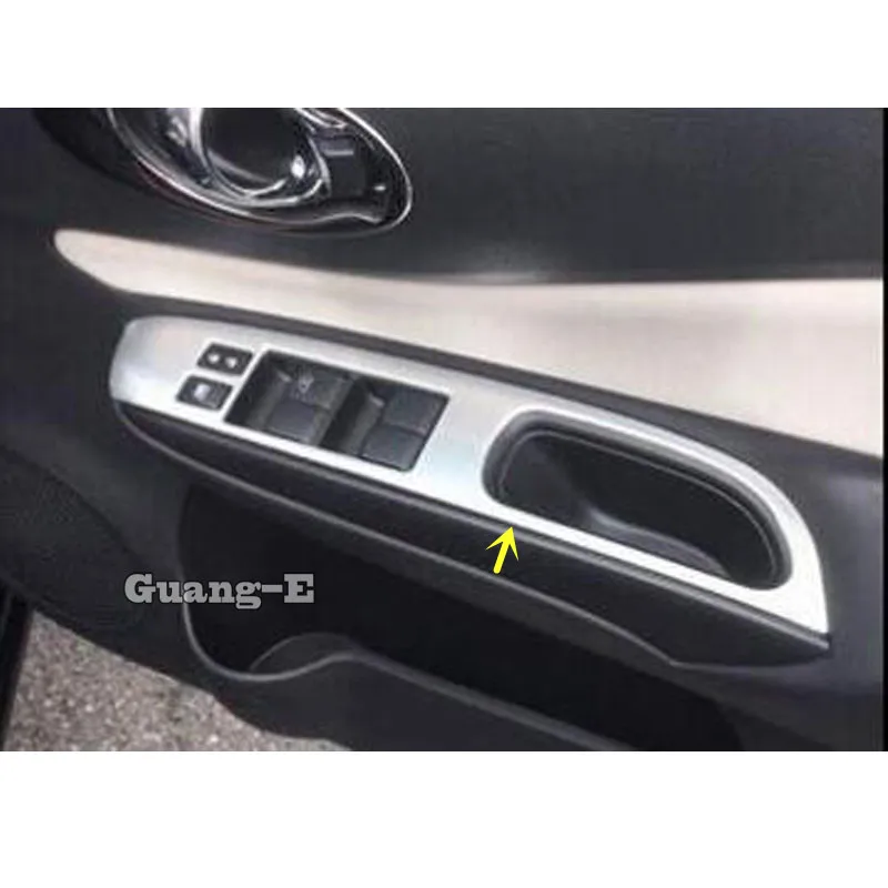 

For Nissan NOTE 2017 2018 2019 2020 Car Styling Cover Door Window Glass Panel Armrest Lift Switch Button Trim Frame 4pcs