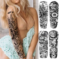 false hand shoulder tattoo sleeve body transfer tattoos lavender dragon wolf greek warrior sexy henna tatto sleeve men women