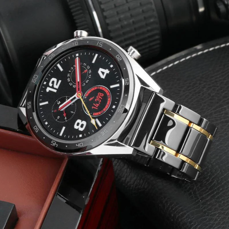 five beads ceramic strap stainless steel watch band 20mm 22mm for samsung s3 46huawei gt uthai c09 free global shipping